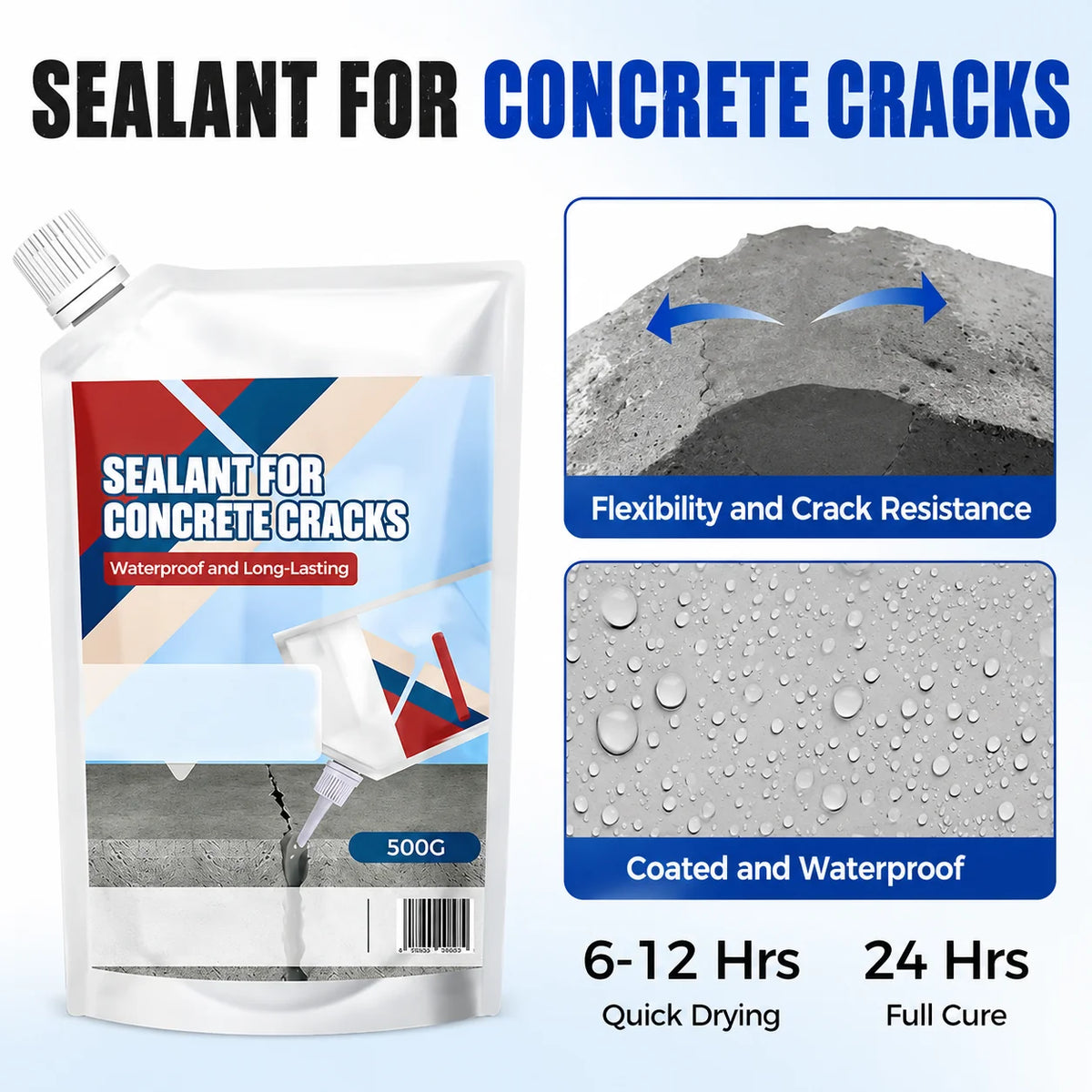 Concrete Crack Sealant Waterproof & Weather-Resistant Flexible Adhesion