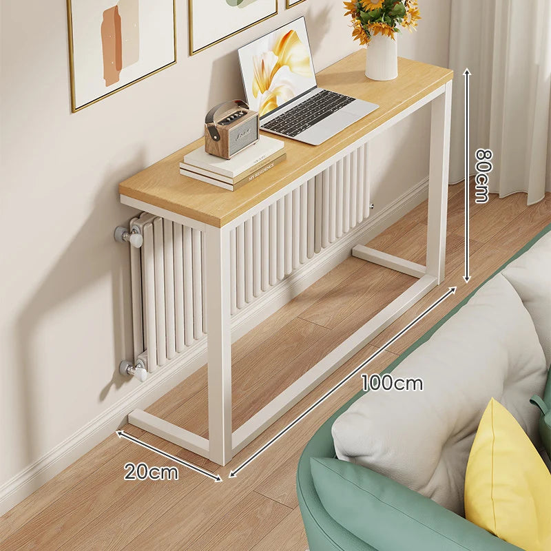 Console Table Slim Profile Engineered Wood Top Steel Frame