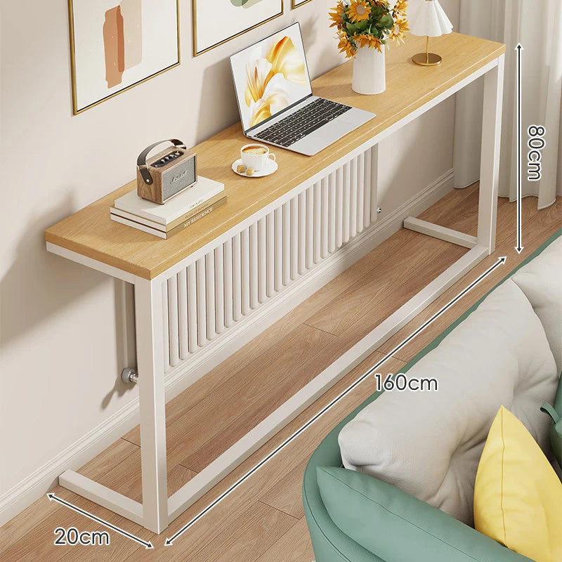 Console Table Slim Profile Engineered Wood Top Steel Frame