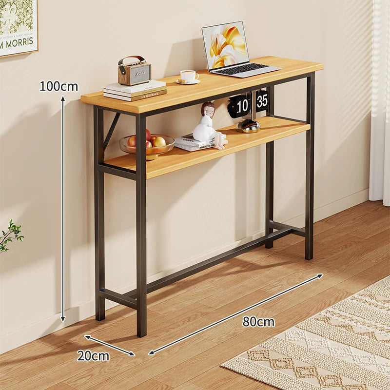 Console Table Slim Profile Scratch-Resistant Wood-Look Top