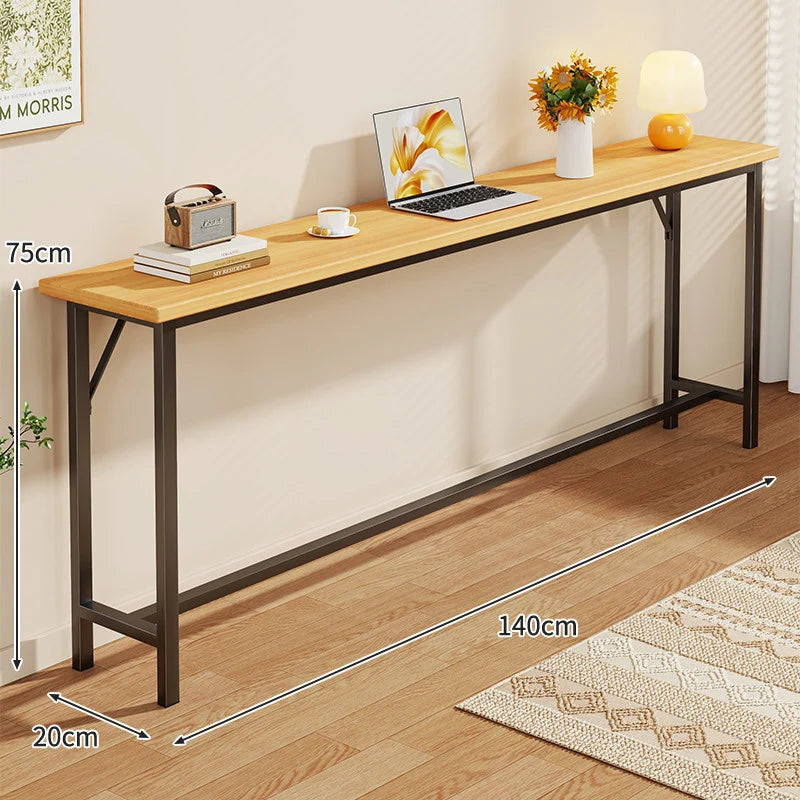 Console Table Slim Profile Scratch-Resistant Wood-Look Top
