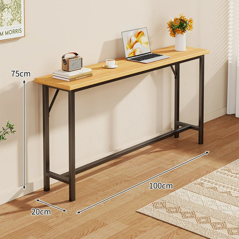Console Table Slim Profile Scratch-Resistant Wood-Look Top