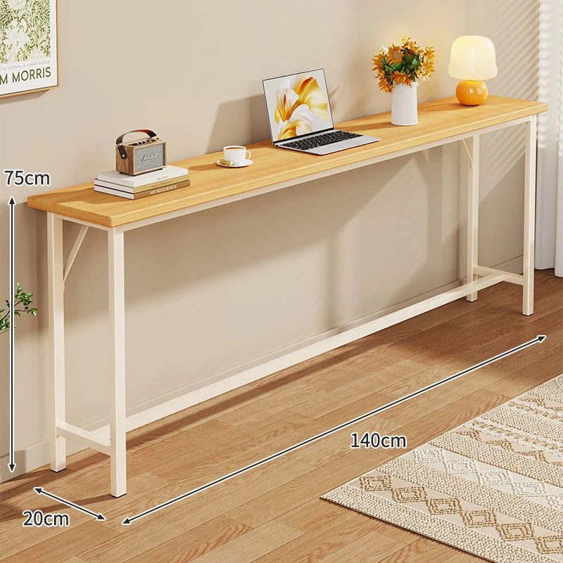 Console Table Slim Profile Scratch-Resistant Wood-Look Top