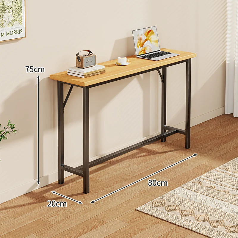 Console Table Slim Profile Scratch-Resistant Wood-Look Top