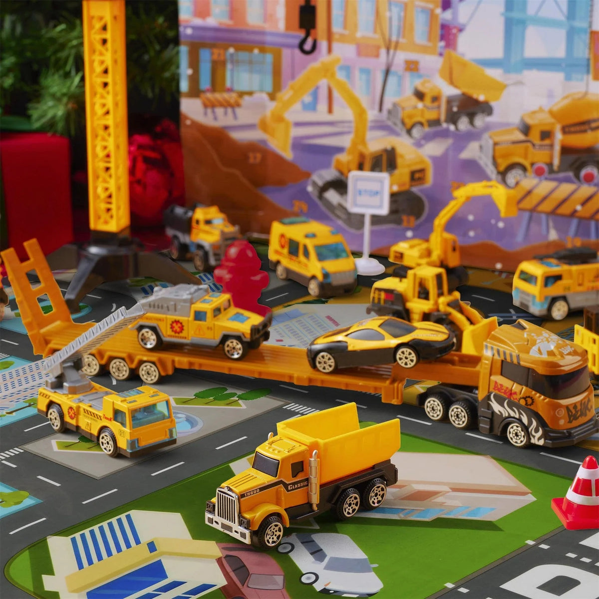 Construction Advent Calendar 24-Piece Set With Fold-Out Play Mat