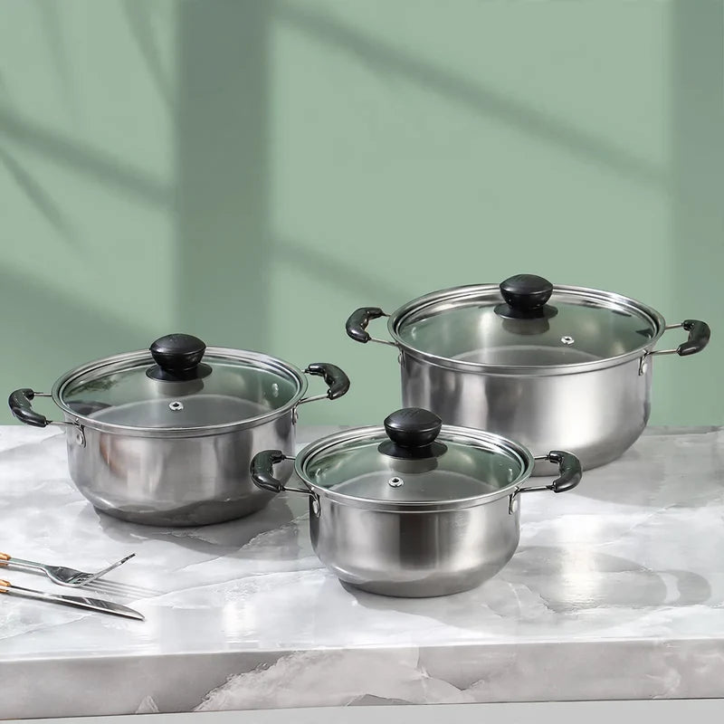 Cookware Set Stainless Steel Glass Lids 10-Piece