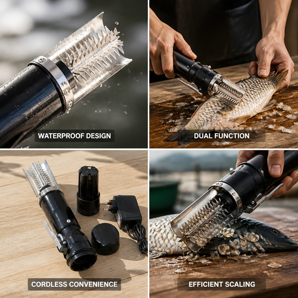 Cordless Rechargeable Dual-Function Fish Scaler (Up to 4H Runtime)