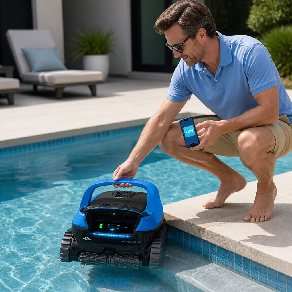 Cordless Wi-Fi Wall-Climbing Robotic Pool Cleaner