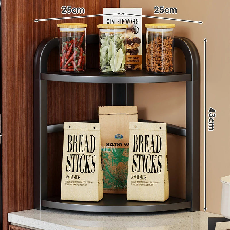 Corner Countertop Storage Rack Two-Tier Rust-Resistant Metal