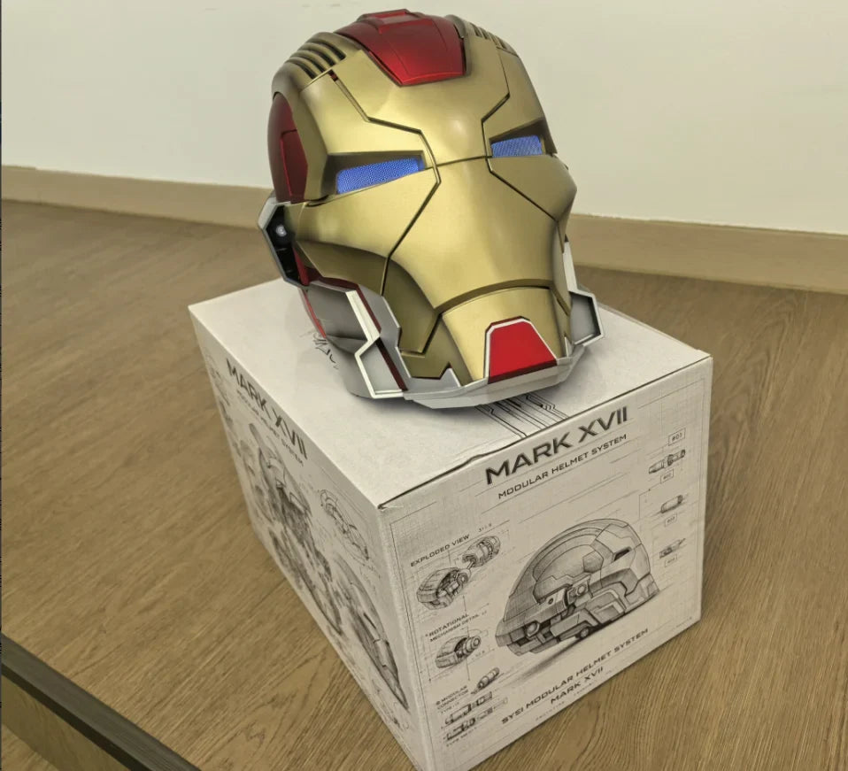 Cosplay Helmet Motorized Faceplate English Voice Control LED Eyes
