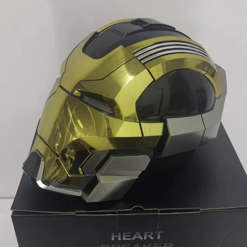 Cosplay Helmet Motorized Faceplate English Voice Control LED Eyes