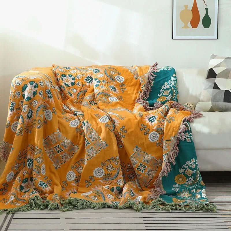 Cotton Throw Blanket Soft Breathable Boho Design