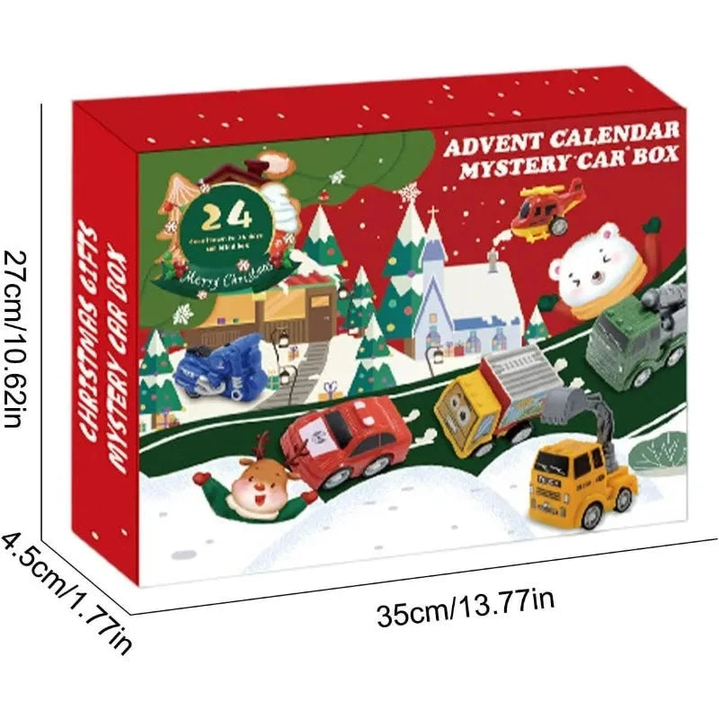 Countdown Calendar 24 Pull-Back Cars Battery-Free
