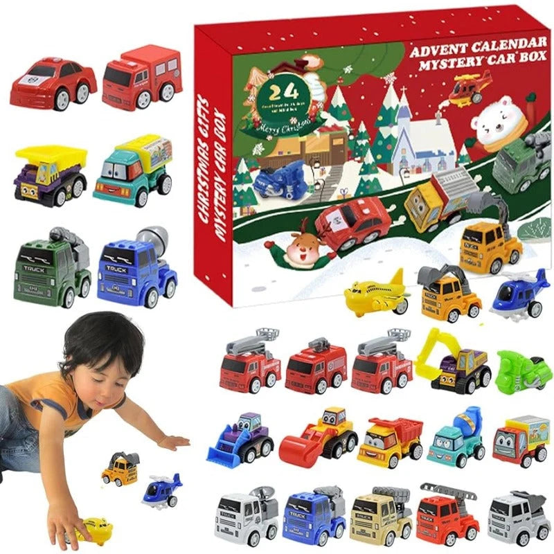 Countdown Calendar 24 Pull-Back Cars Battery-Free