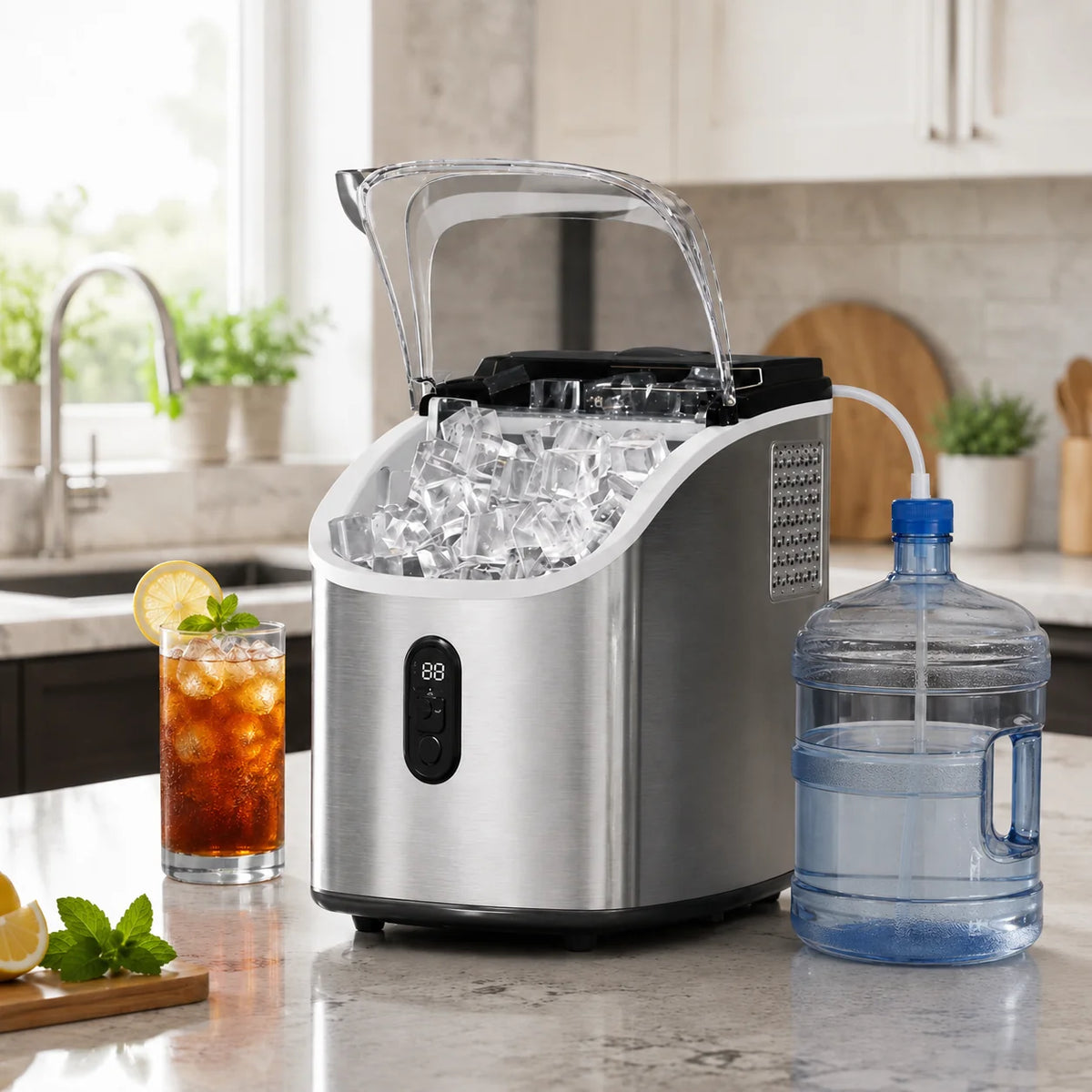 Countertop Ice Maker Self-Cleaning No Plumbing