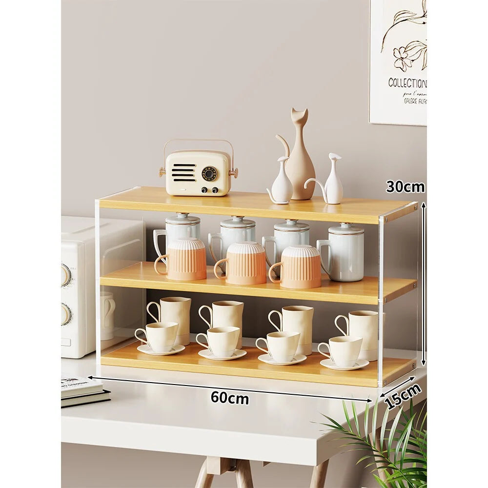Countertop Organizer Rack Multi-Tier Wood-Look Shelves Space-Saving
