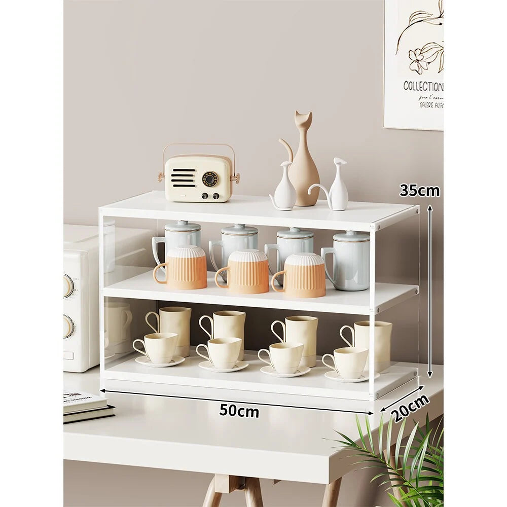 Countertop Organizer Rack Multi-Tier Wood-Look Shelves Space-Saving