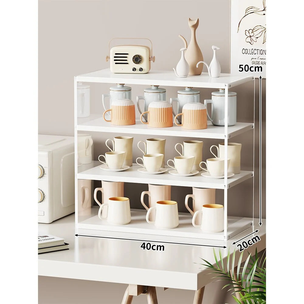 Countertop Organizer Rack Multi-Tier Wood-Look Shelves Space-Saving