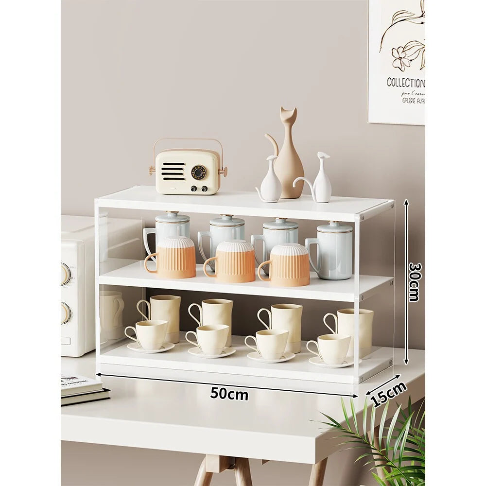 Countertop Organizer Rack Multi-Tier Wood-Look Shelves Space-Saving