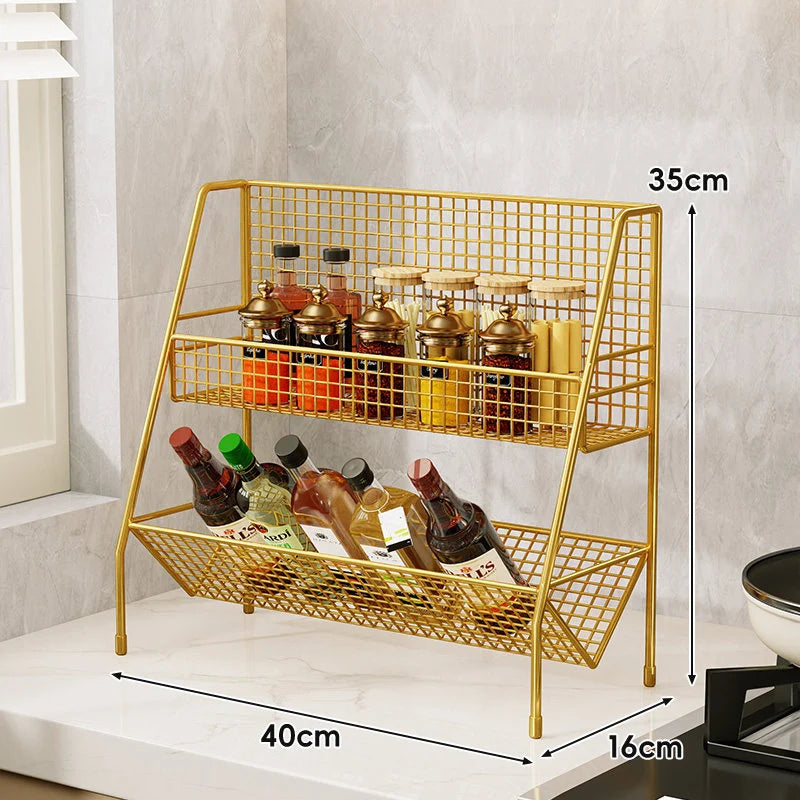 Countertop Organizer Shelf Three-Tier Metal Mesh Space-Saving