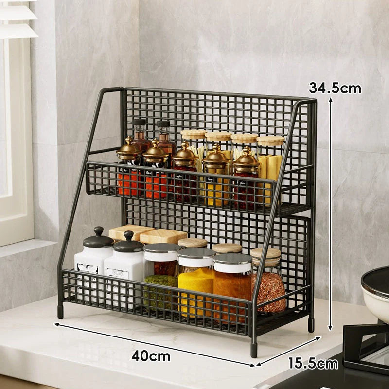 Countertop Organizer Shelf Three-Tier Metal Mesh Space-Saving