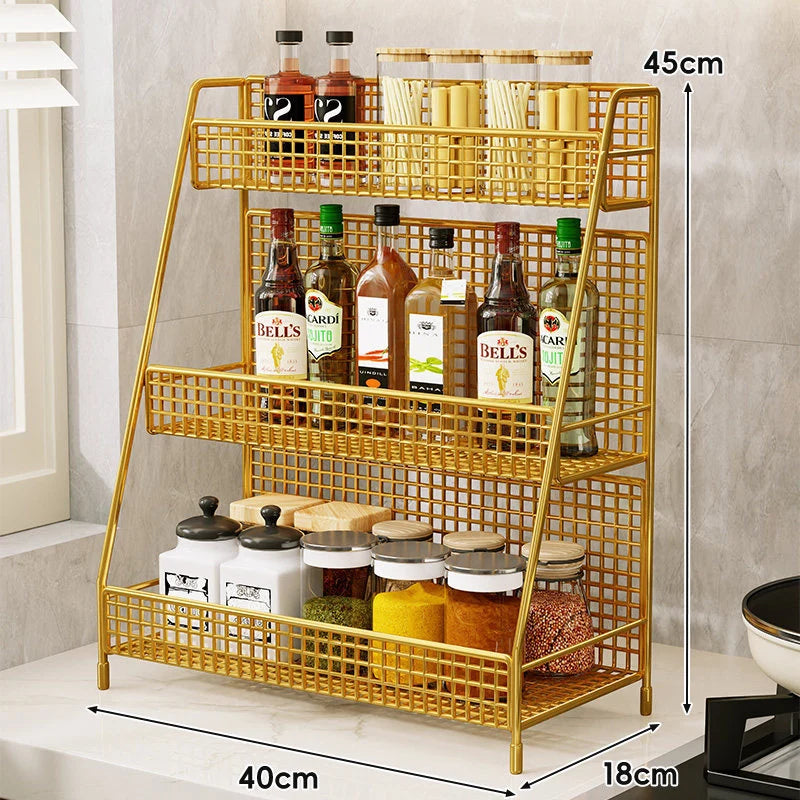 Countertop Organizer Shelf Three-Tier Metal Mesh Space-Saving