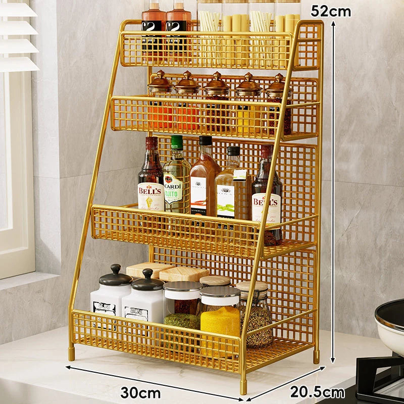 Countertop Organizer Shelf Three-Tier Metal Mesh Space-Saving