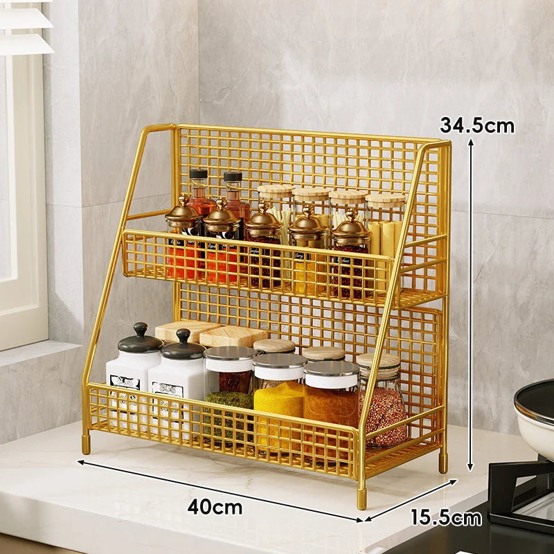 Countertop Organizer Shelf Three-Tier Metal Mesh Space-Saving