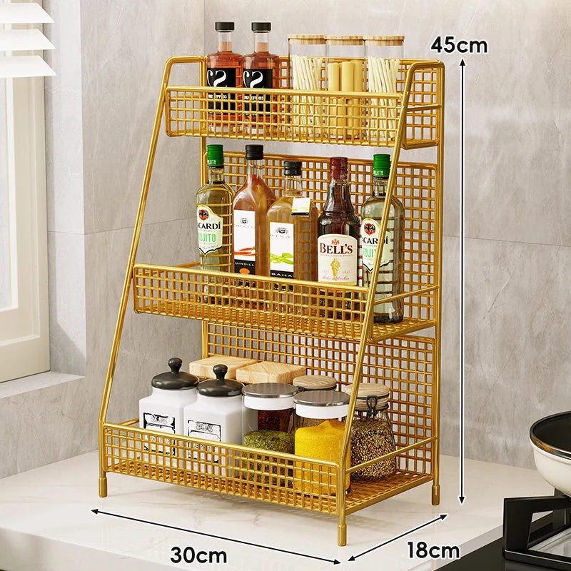 Countertop Organizer Shelf Three-Tier Metal Mesh Space-Saving