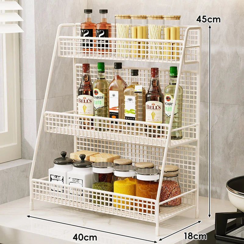 Countertop Organizer Shelf Three-Tier Metal Mesh Space-Saving