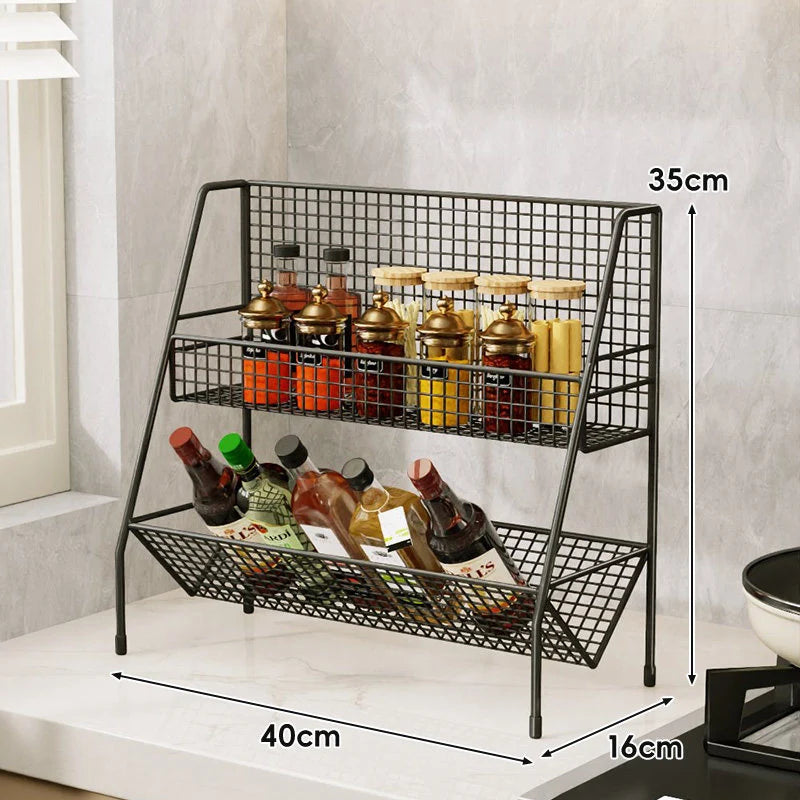 Countertop Organizer Shelf Three-Tier Metal Mesh Space-Saving