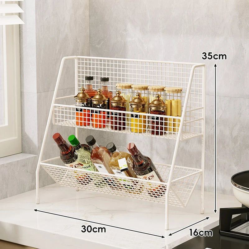 Countertop Organizer Shelf Three-Tier Metal Mesh Space-Saving