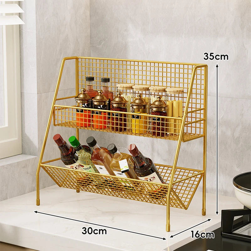 Countertop Organizer Shelf Three-Tier Metal Mesh Space-Saving