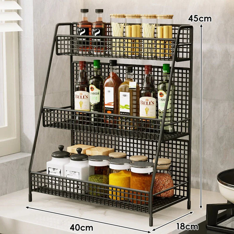Countertop Organizer Shelf Three-Tier Metal Mesh Space-Saving