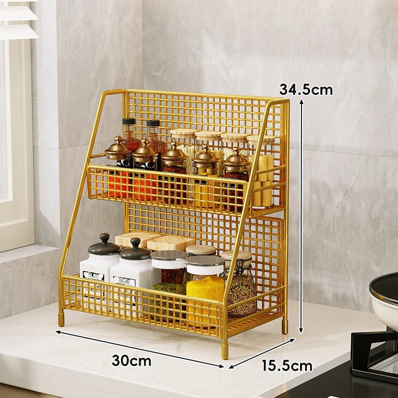 Countertop Organizer Shelf Three-Tier Metal Mesh Space-Saving