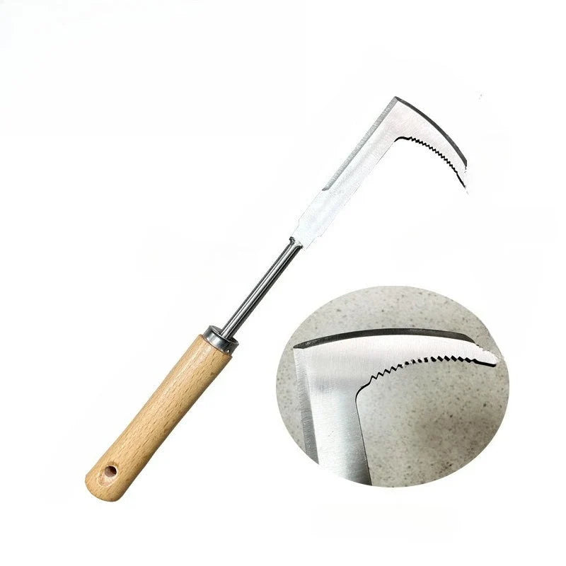 Crack Weeding Tool Stainless Steel L-Shaped Blade Beech Wood Handle