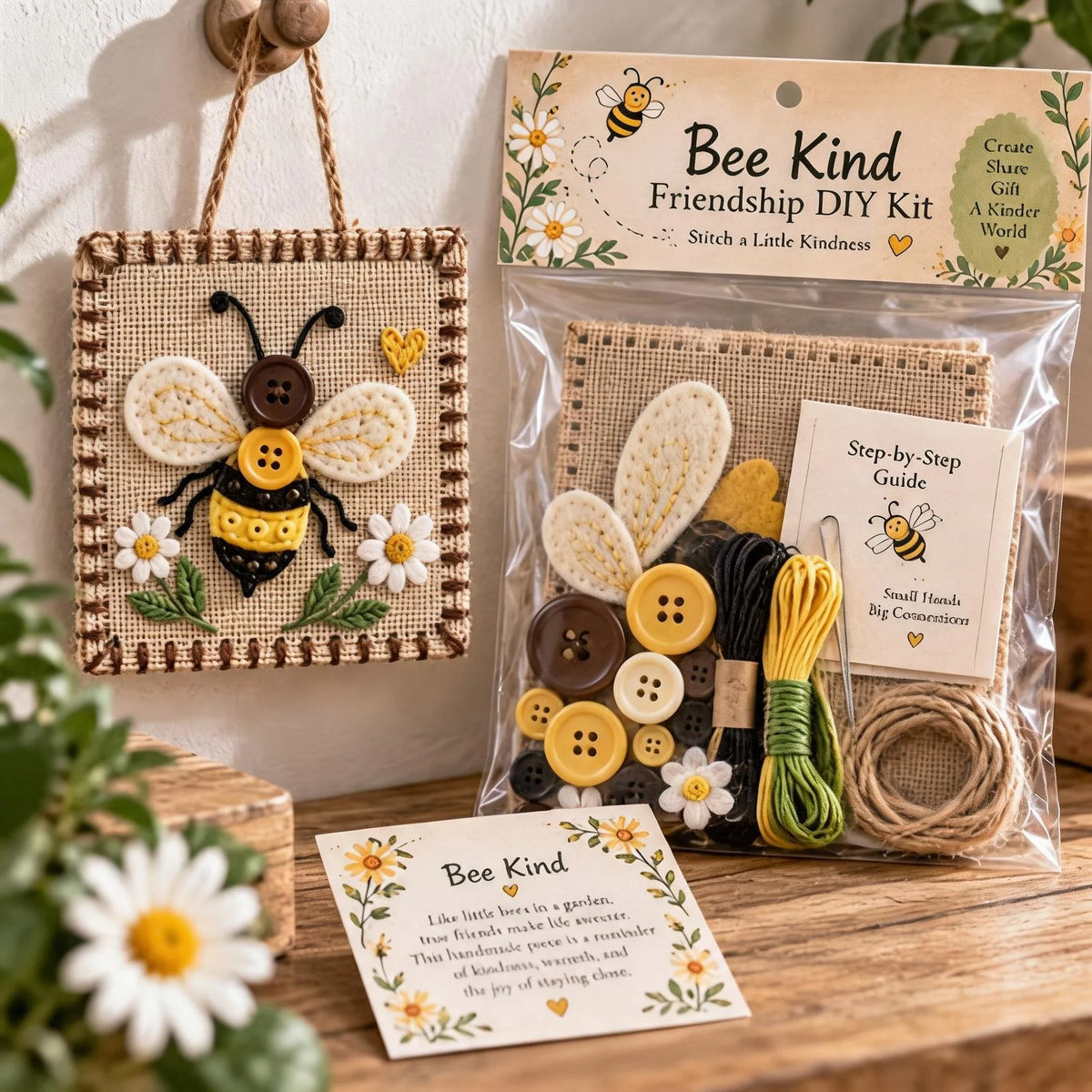 Craft Kit Button & Felt Embroidery Wall Hanging