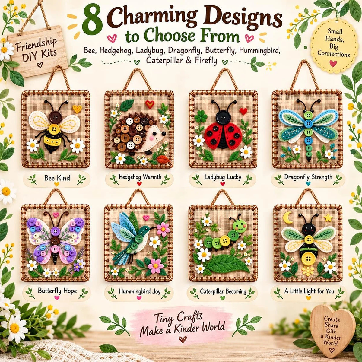 Craft Kit Button & Felt Embroidery Wall Hanging