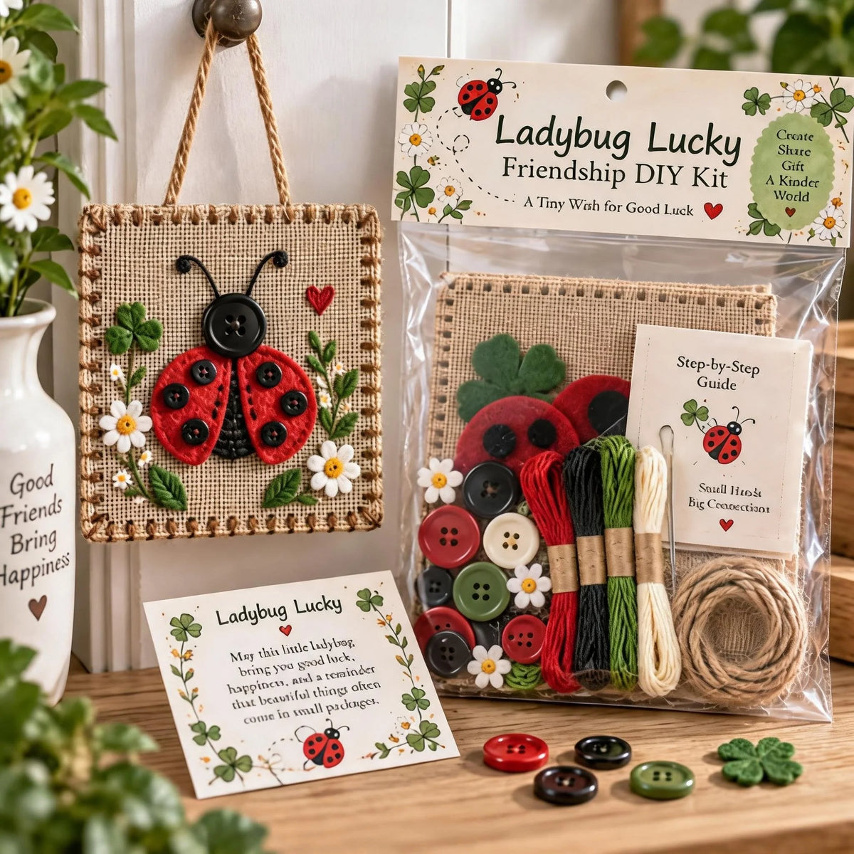 Craft Kit Button & Felt Embroidery Wall Hanging