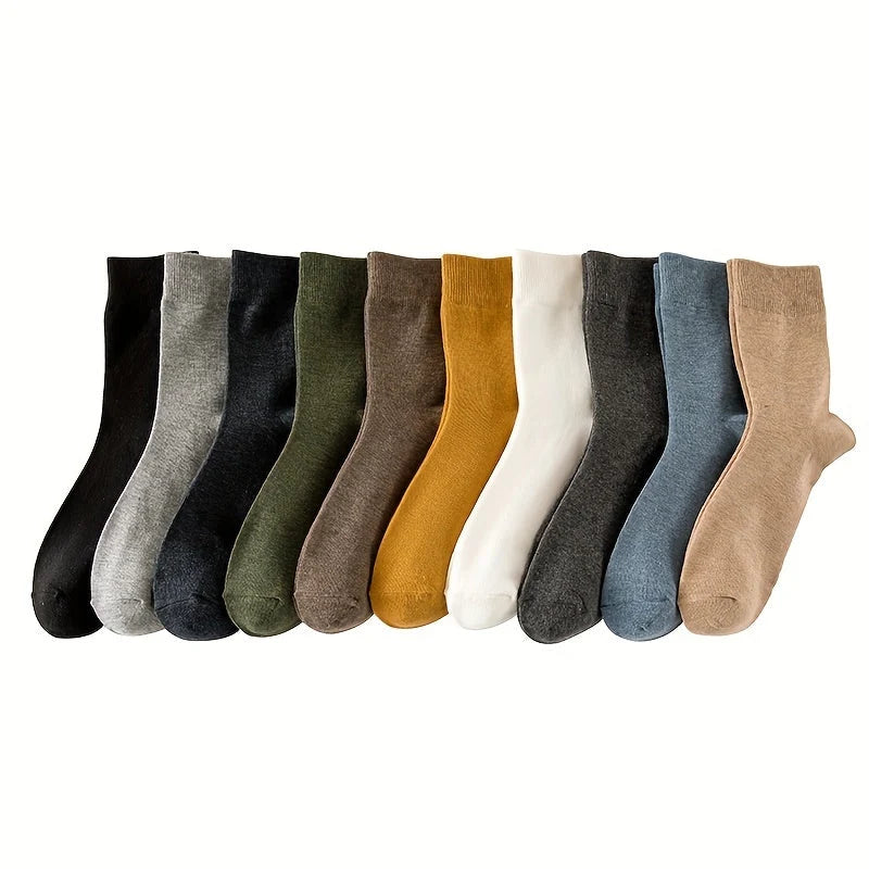 Crew Socks Cotton Blend Set of 10 Pairs Breathable Ribbed Cuffs