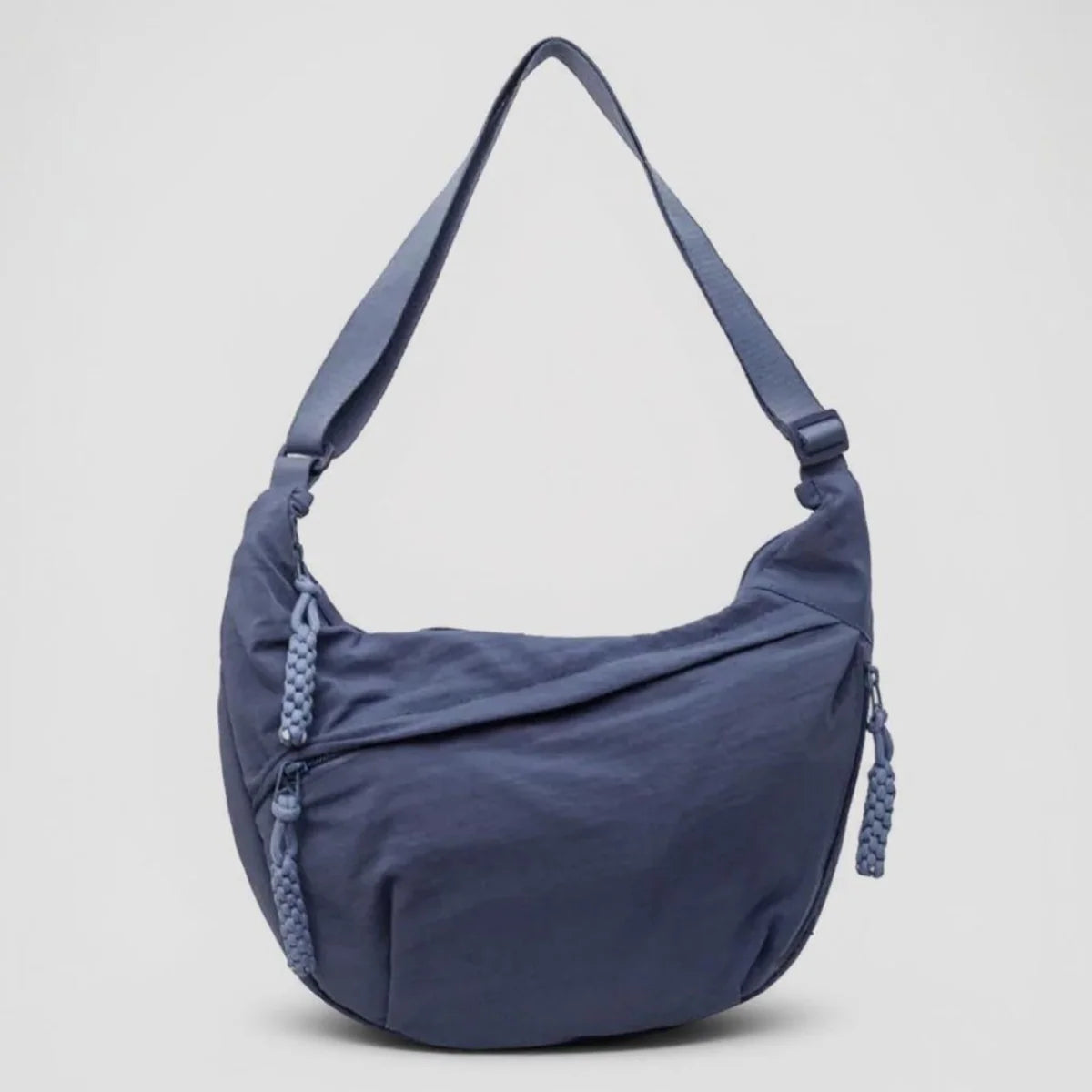 Crossbody Bag Nylon Adjustable Strap Three Zippered Compartments
