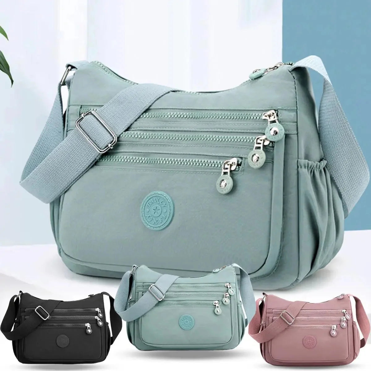 Crossbody Bag Nylon Water-Resistant Adjustable Strap