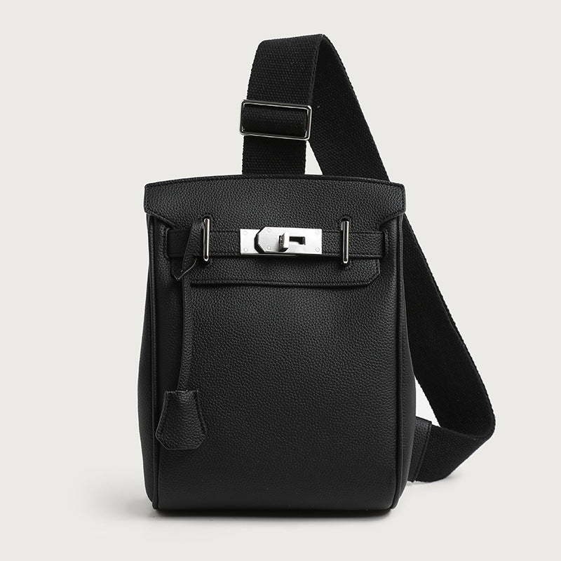 Crossbody Bag Structured Leather Adjustable Strap Buckle Closure