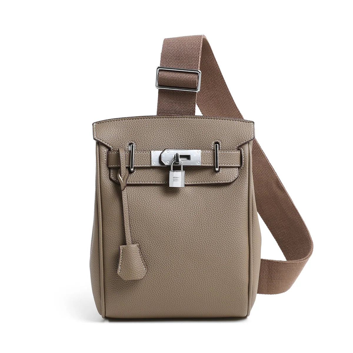 Crossbody Bag Structured Leather Adjustable Strap Buckle Closure