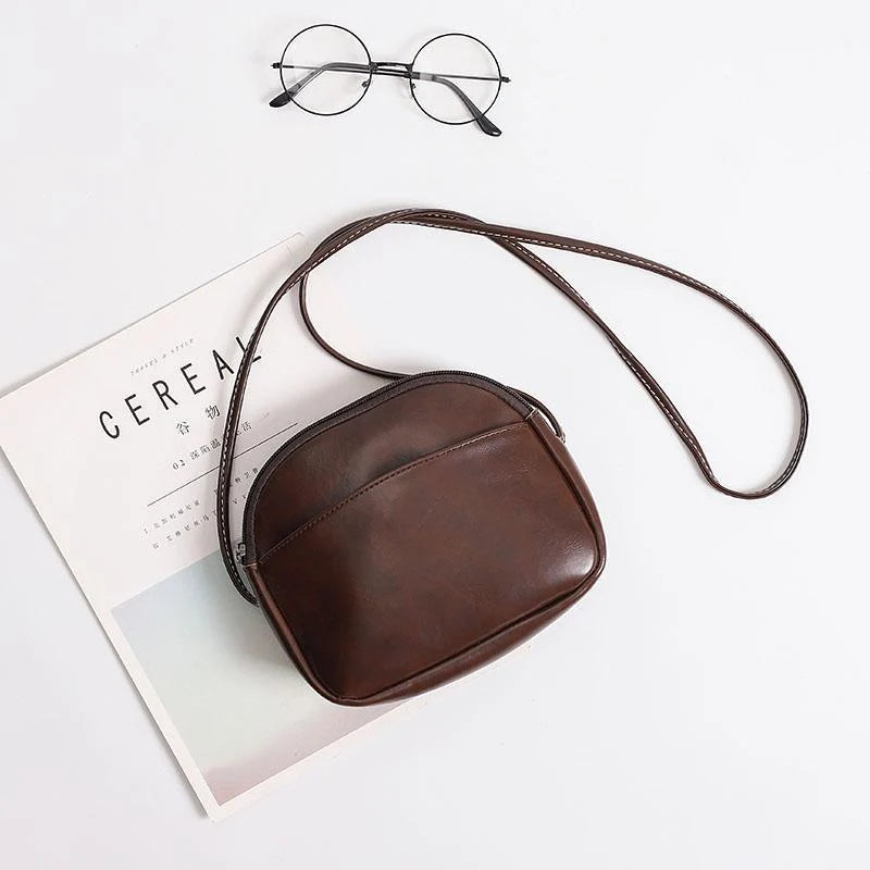 Crossbody Bag Suede Cylinder Zip-Top Compact Shape