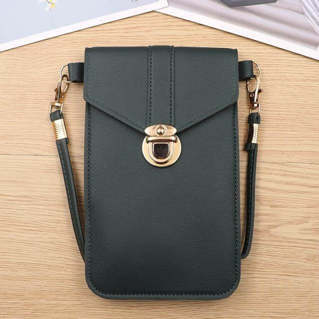 Crossbody Phone Bag PU Leather Clear Touchscreen Window