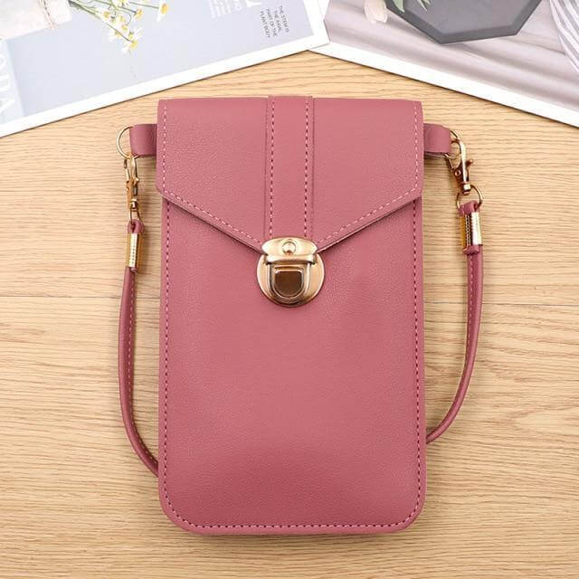 Crossbody Phone Bag PU Leather Clear Touchscreen Window