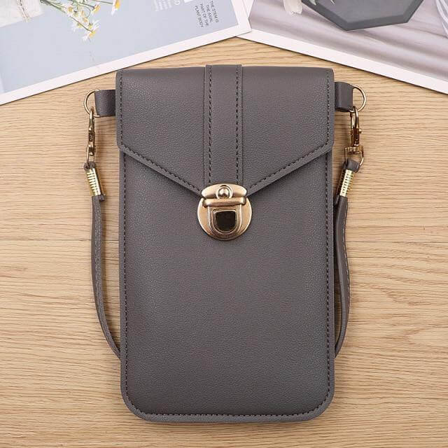 Crossbody Phone Bag PU Leather Clear Touchscreen Window