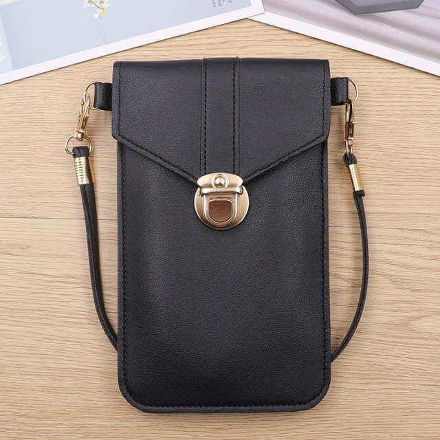 Crossbody Phone Bag PU Leather Clear Touchscreen Window
