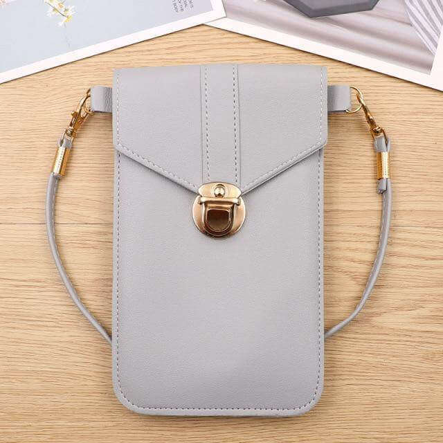 Crossbody Phone Bag PU Leather Clear Touchscreen Window